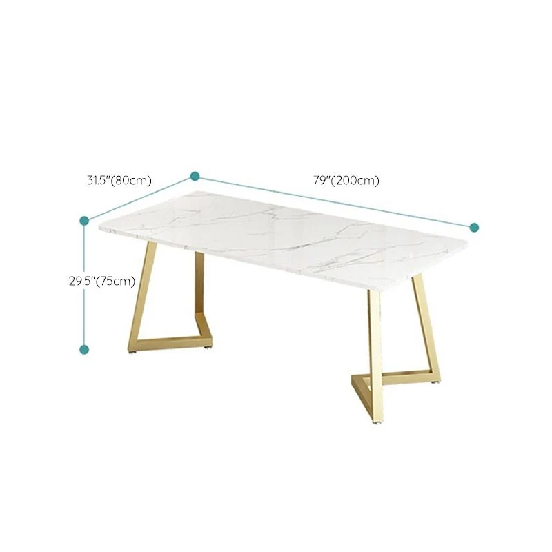 Tavolo stile Glam Tavolo rettangolare finto marmo con gambe metallo per uso domestico Clearhalo