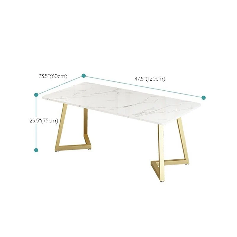 Tavolo stile Glam Tavolo rettangolare finto marmo con gambe metallo per uso domestico Clearhalo