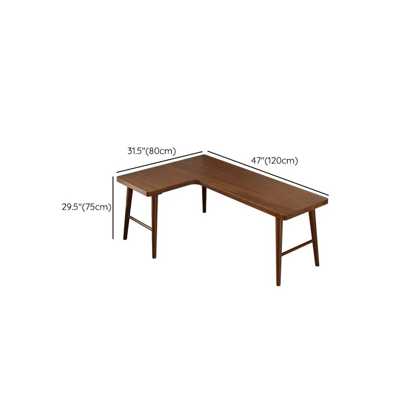 Tavolo da ufficio forma di L con scrivania legno massello stile moderno marrone Clearhalo