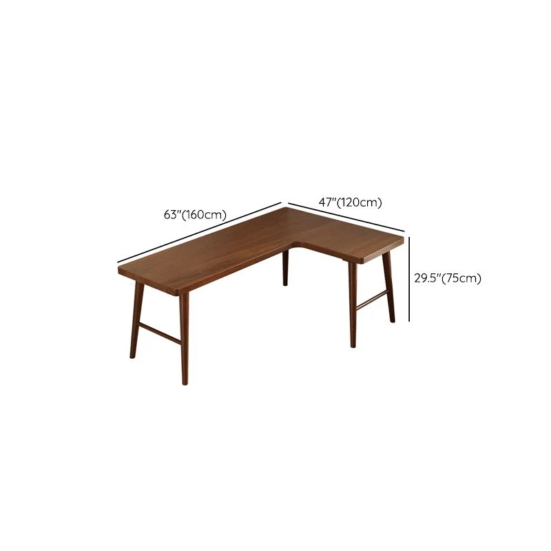 Tavolo da ufficio forma di L con scrivania legno massello stile moderno marrone Clearhalo