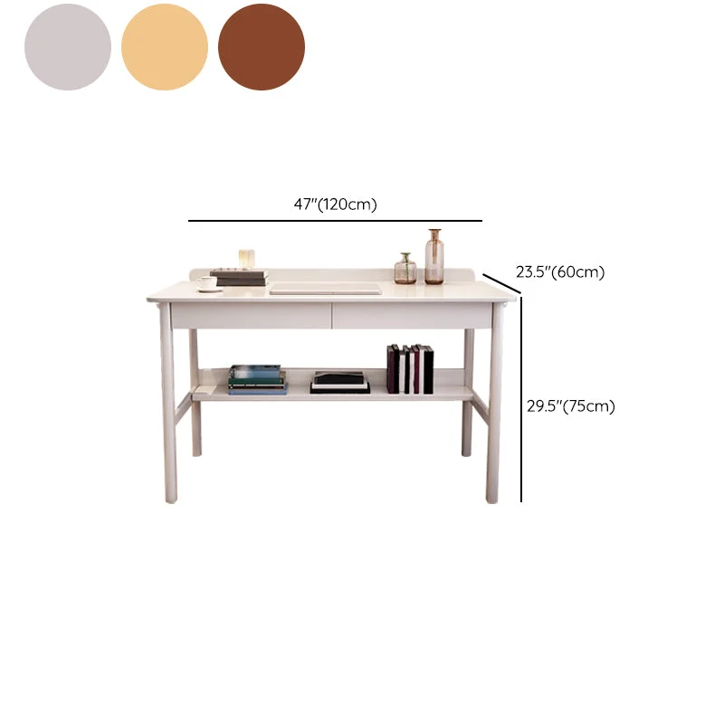Tavolo da ufficio di forma rettangolare, scrivania legno di colore bianco/marrone/naturale Clearhalo