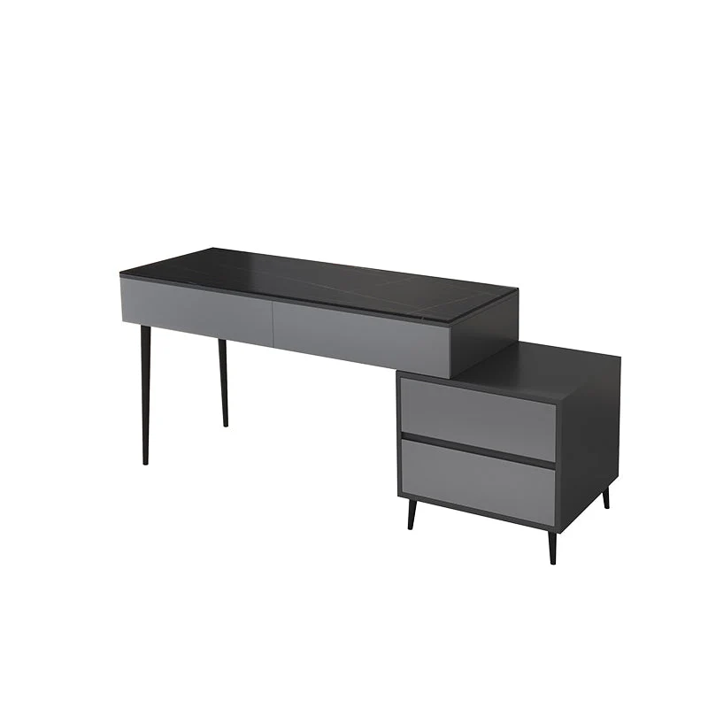 Tavolo da ufficio moderno di forma rettangolare pietra, scrivania bianco/nero Clearhalo