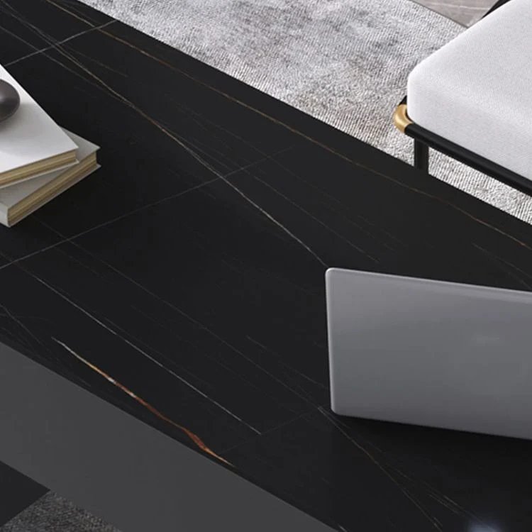 Tavolo da ufficio moderno di forma rettangolare pietra, scrivania bianco/nero Clearhalo