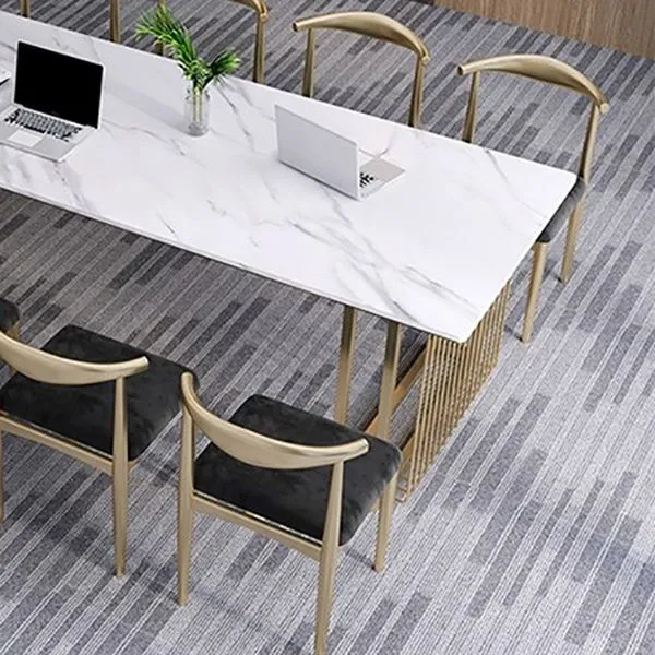 Tavolo da ufficio moderno di forma rettangolare pietra, scrivania bianco Clearhalo