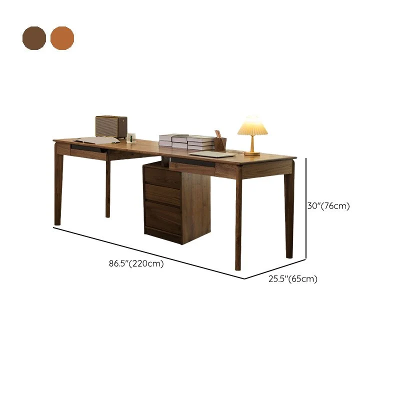 Tavolo da ufficio moderno legno massello, scrivania da casa con 5 cassetti Clearhalo