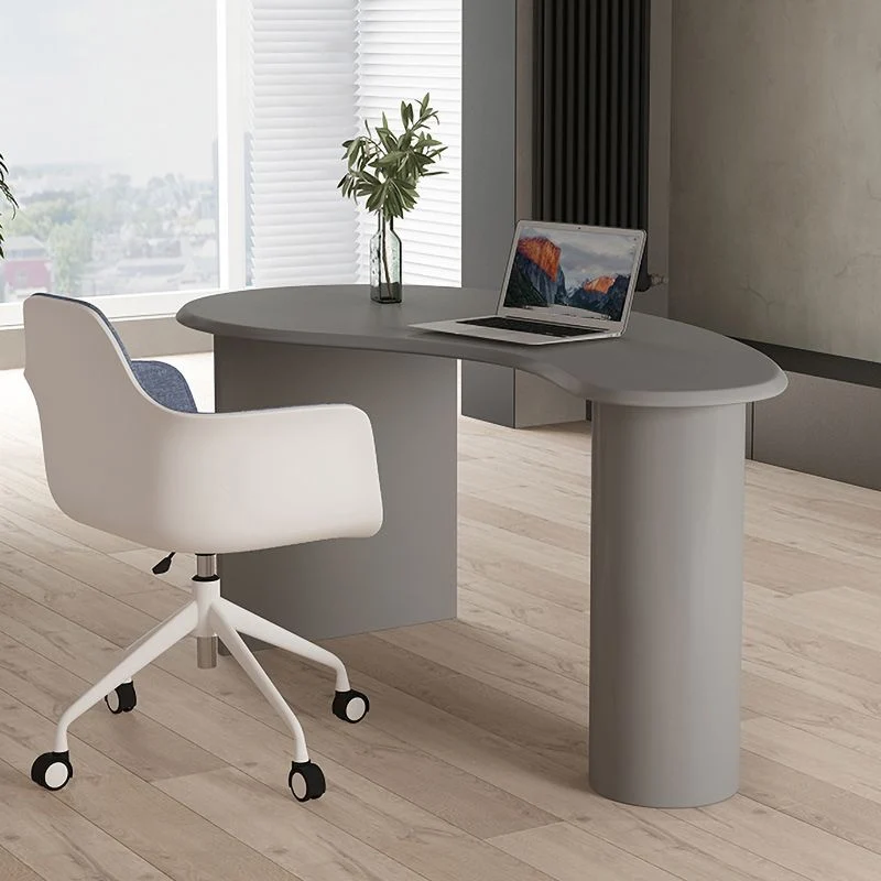 Tavolo da ufficio per laptop forma libera, scrivania legno grigio/nero/bianco Clearhalo