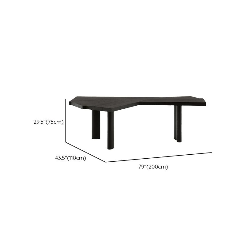 Tavolo da ufficio per laptop forma libera, scrivania legno nero con 3 gambe Clearhalo