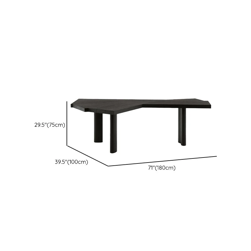 Tavolo da ufficio per laptop forma libera, scrivania legno nero con 3 gambe Clearhalo