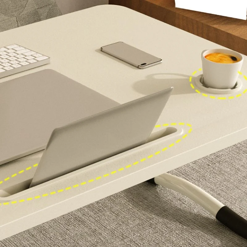 Tavolo da ufficio per laptop di forma rettangolare, scrivania legno bianco/nero/naturale Clearhalo