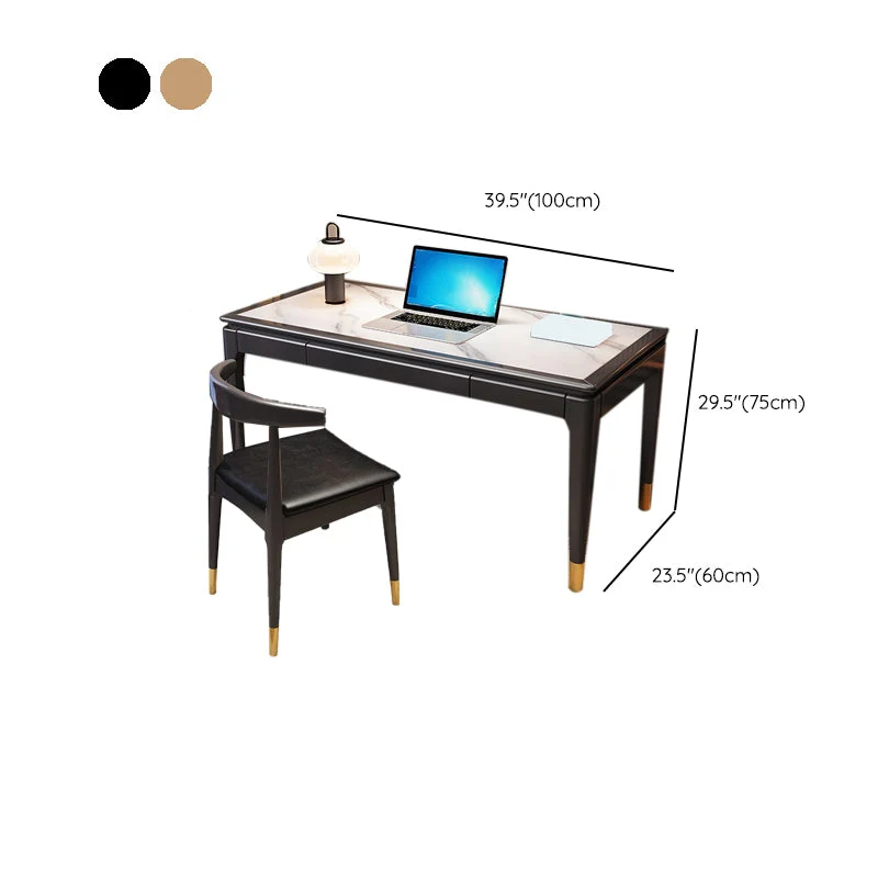 Tavolo da ufficio per laptop di forma rettangolare, scrivania pietra per la casa Clearhalo