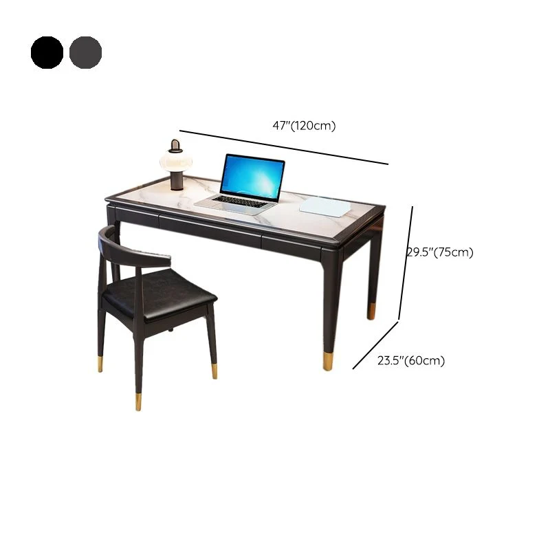 Tavolo da ufficio per laptop di forma rettangolare, scrivania pietra per la casa Clearhalo