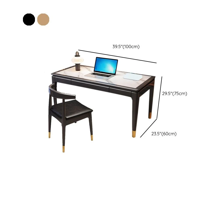 Tavolo da ufficio per laptop di forma rettangolare, scrivania pietra per la casa Clearhalo