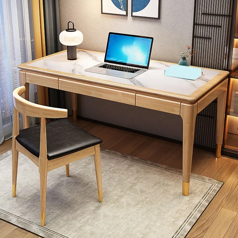 Tavolo da ufficio per laptop di forma rettangolare, scrivania pietra per la casa Clearhalo