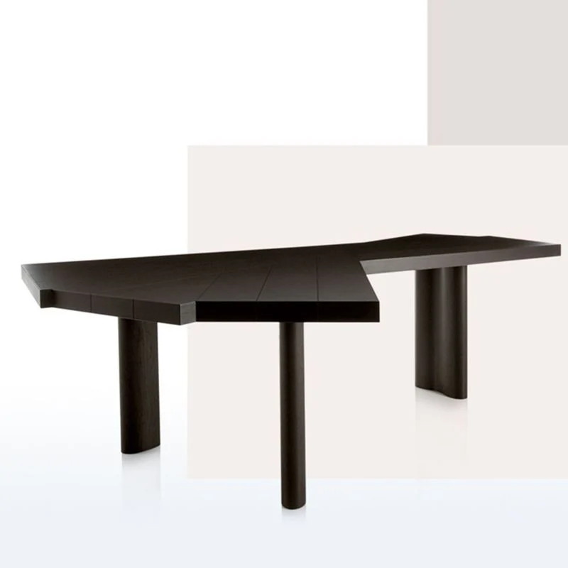 Tavolo da ufficio stile contemporaneo per laptop, scrivania legno nero Clearhalo