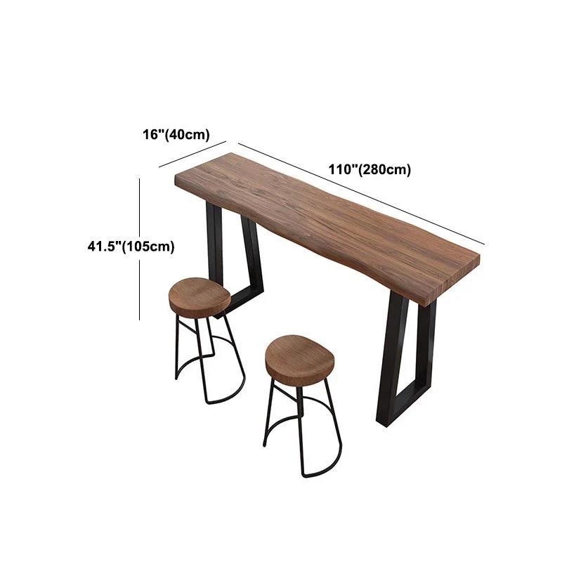 Tavolo da vino da bancone legno massello da soggiorno Tavolo da pub moderno con altezza naturale slitta Clearhalo