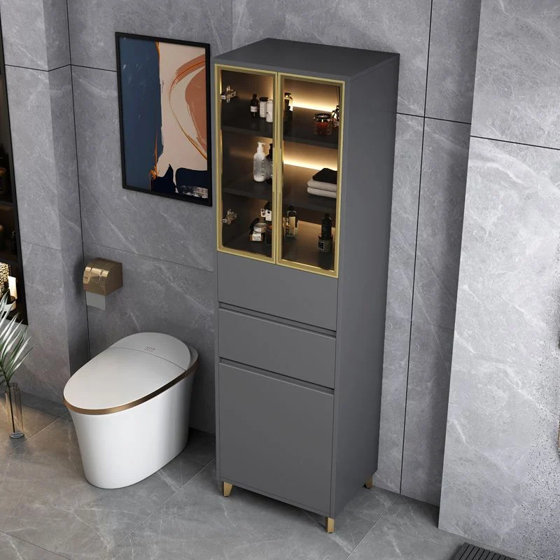 Vetrina moderna con ante vetro e base legno per bagno Clearhalo