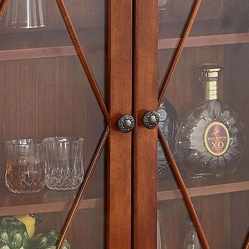 Vetrina moderna Mid-Century legno di gomma con ante per sala da pranzo Clearhalo