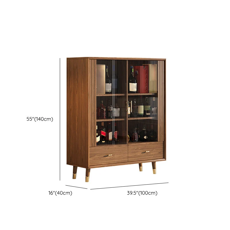 Vetrina per curiosità finto legno, espositore glamour marrone dorato con ante Clearhalo