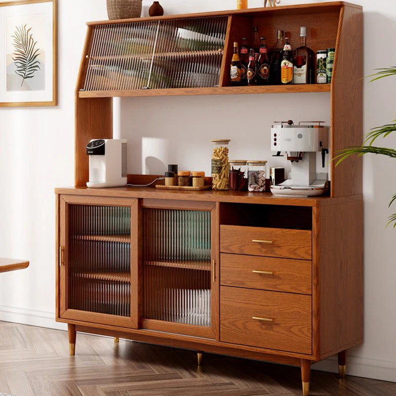 Vetrina da pranzo moderna pioppo con ante vetro e ante per sala da pranzo Clearhalo