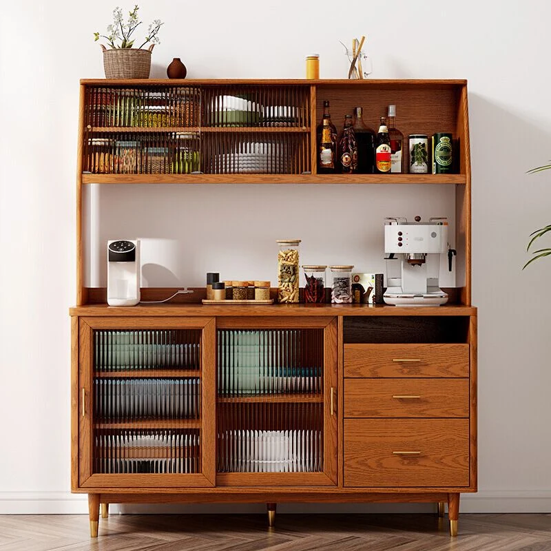 Vetrina da pranzo moderna pioppo con ante vetro e ante per sala da pranzo Clearhalo