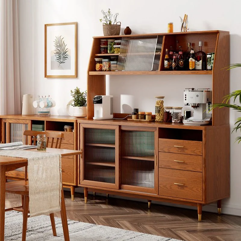Vetrina da pranzo moderna pioppo con ante vetro e ante per sala da pranzo Clearhalo