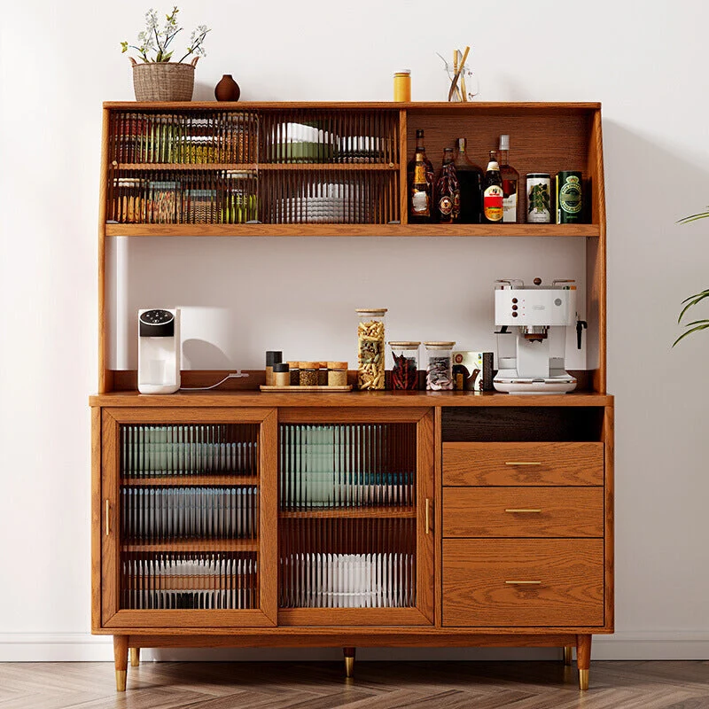 Vetrina da pranzo moderna pioppo con ante vetro e ante per sala da pranzo Clearhalo