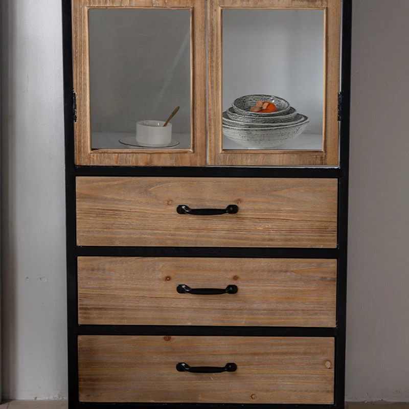 Vetrina tradizionale legno massello con ante vetro per camera da letto Clearhalo