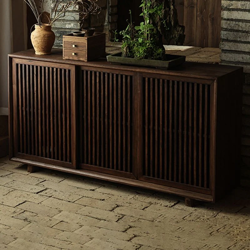 Vetrina tradizionale legno massello marrone per soggiorno Clearhalo
