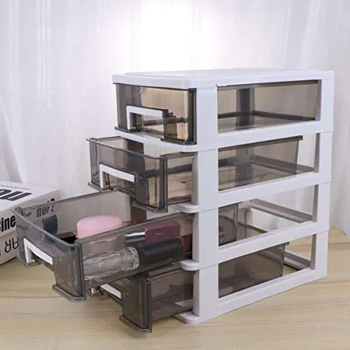 CLISPEED Organizer da Tavolo Contenitore per Trucco Quattro Strati Cassetto Trasparente Contenitore per Dispensa Armadio p...