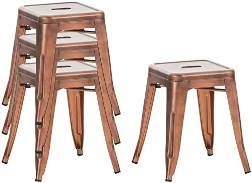 Panchetto Multiuso Armin Metallo I Sgabello Industriale Impilabile I Sgabello Fisso Urban da Cucina Alt. 46 CM I Carico Ma...