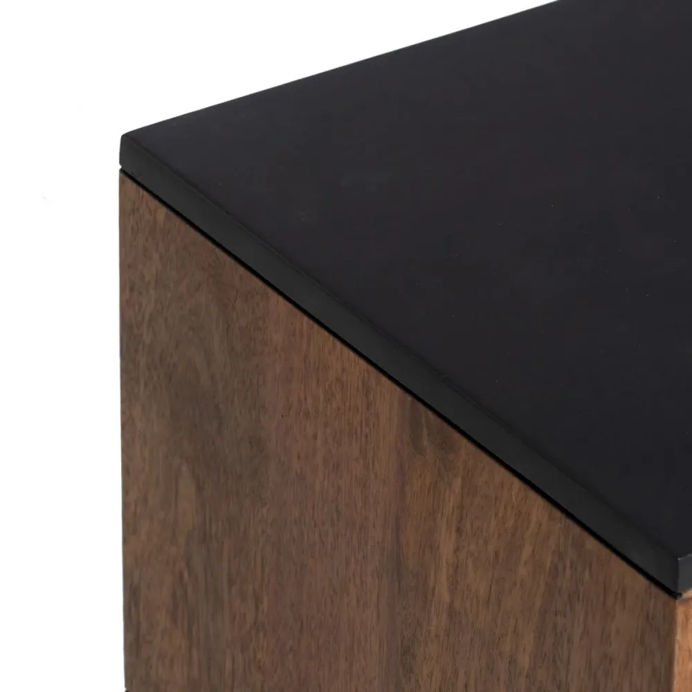 Comodino ABNER Marrone Nero Ferro Legno di mango 40 x 40 x 50 cm