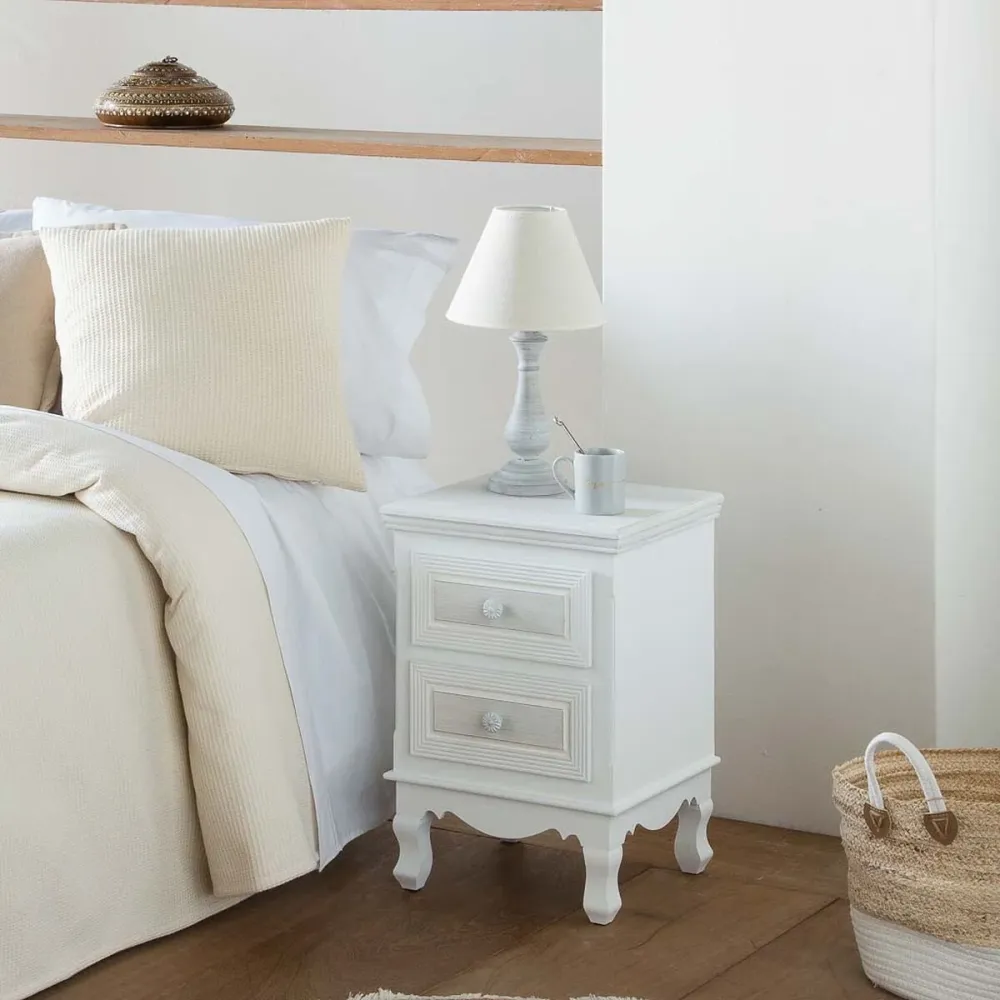 Comodino Alexandra House Living Bianco 33 x 53 x 37 cm