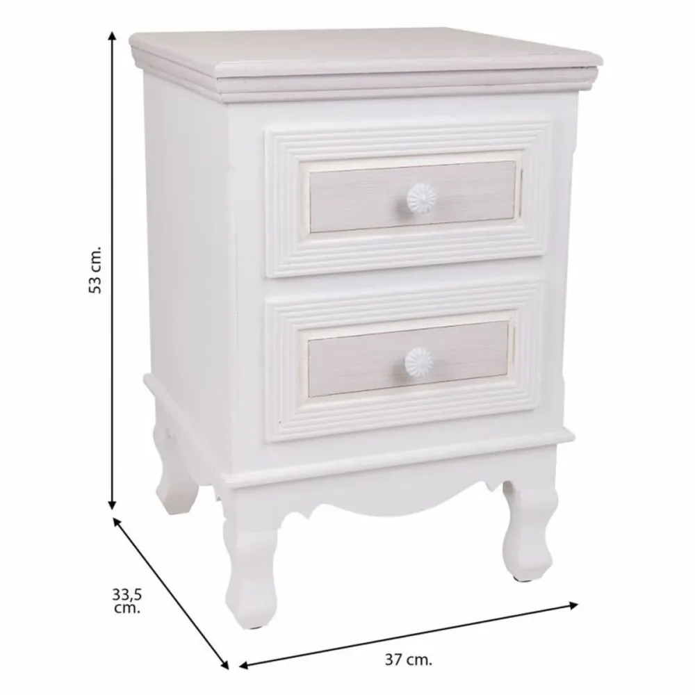 Comodino Alexandra House Living Bianco 33 x 53 x 37 cm