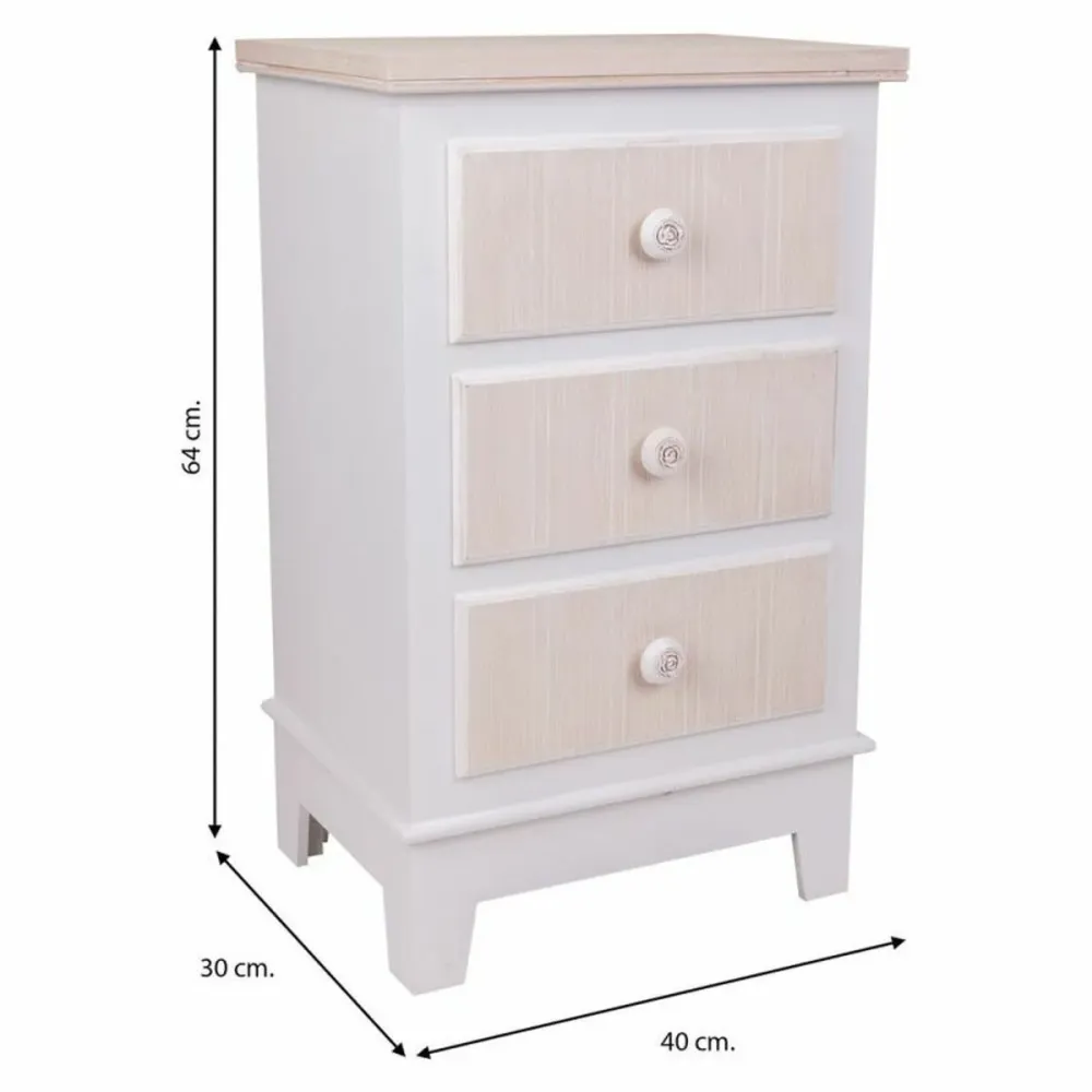 Comodino Alexandra House Living Bianco 30 x 64 x 40 cm