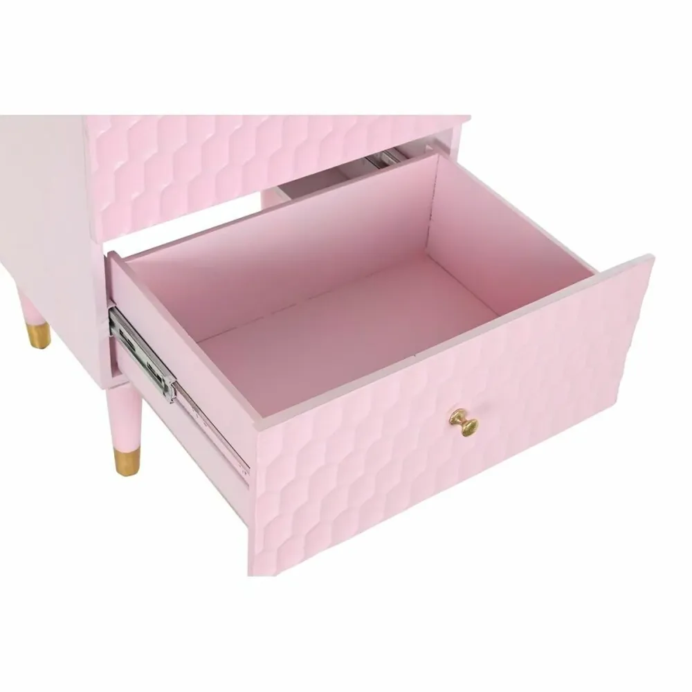 Comodino DKD Home Decor 52 x 42 x 65 cm Metallo Rosa chiaro Legno di mango