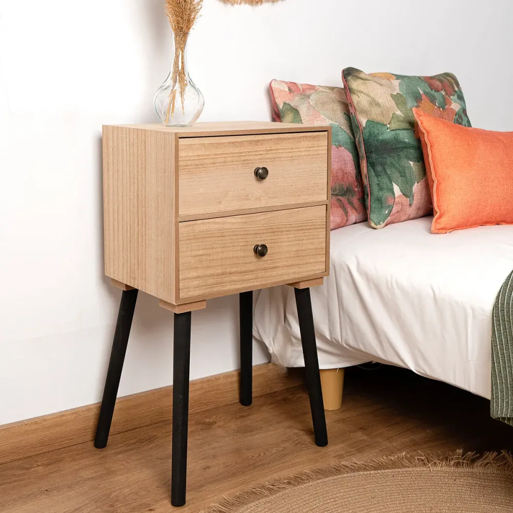 Comodino Vinthera Moa Naturale Metallo 35 x 26 x 65 cm