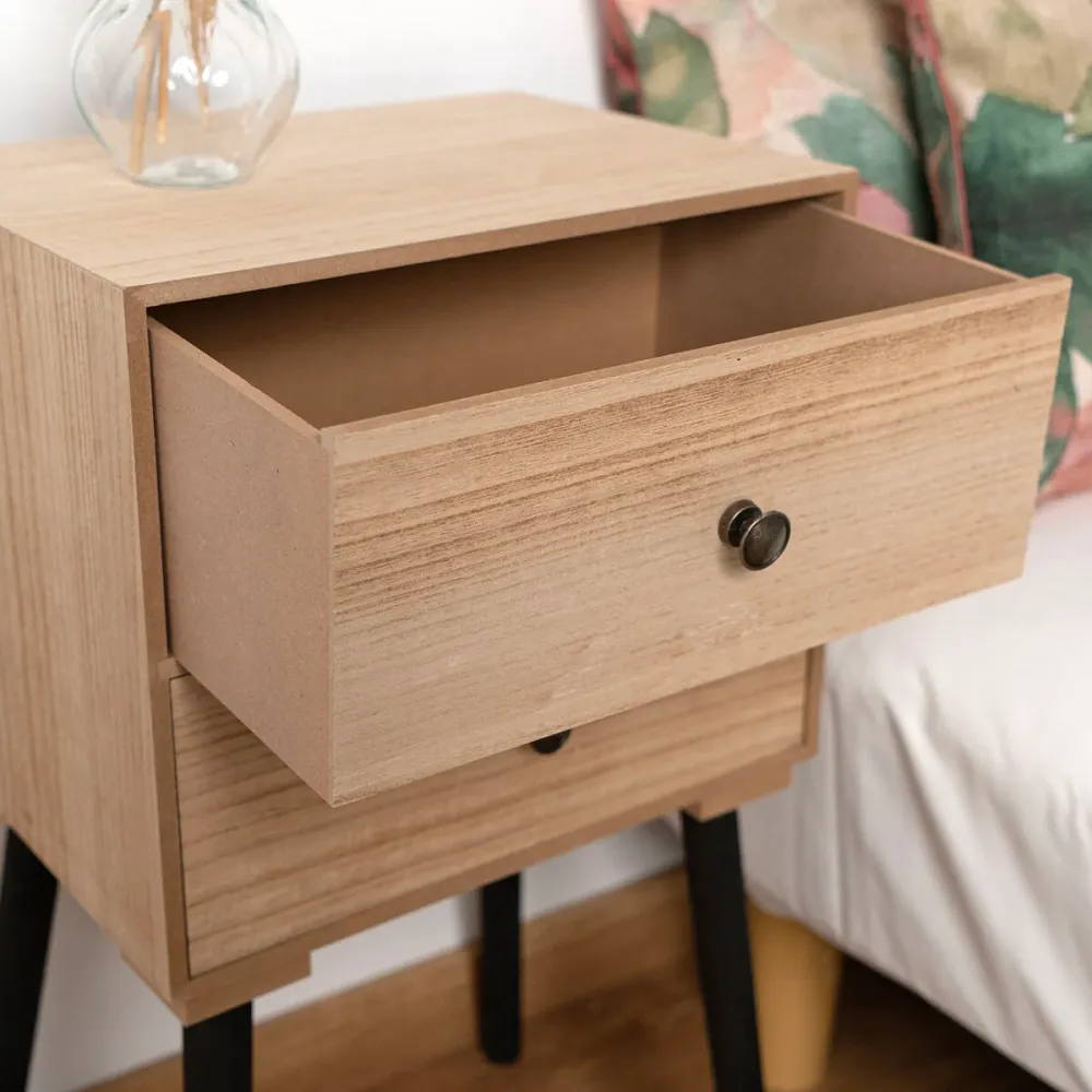 Comodino Vinthera Moa Naturale Metallo 35 x 26 x 65 cm