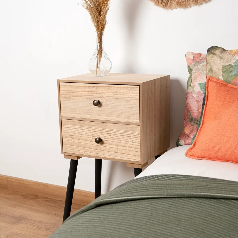 Comodino Vinthera Moa Naturale Metallo 35 x 26 x 65 cm