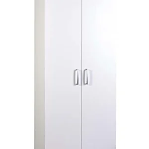 Composad Armadio Legno 2 Ante con CASSETTIERA CASSETTI Laccato Bianco ARMADIETTO SCARPIERA 5 Ripiani
