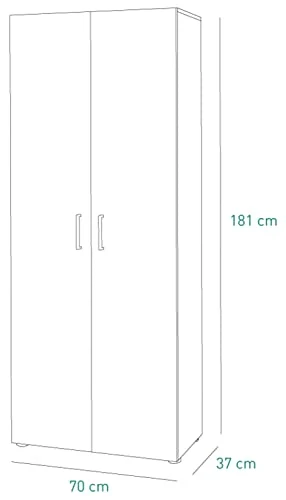 Composad Armadio Legno 2 Ante con CASSETTIERA CASSETTI Laccato Bianco ARMADIETTO SCARPIERA 5 Ripiani