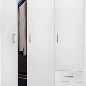 Composad | Armadio linea FACILE 2 cassetti e 3 ante, Colore bianco, (LxAxP): 120x184x46 cm, adatto camera da letto, lavand...