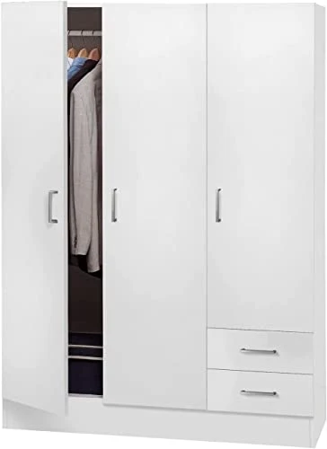 Composad | Armadio linea FACILE 2 cassetti e 3 ante, Colore bianco, (LxAxP): 120x184x46 cm, adatto camera da letto, lavand...