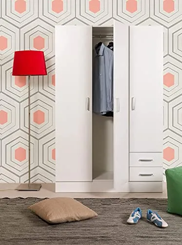 Composad | Armadio linea FACILE 2 cassetti e 3 ante, Colore bianco, (LxAxP): 120x184x46 cm, adatto camera da letto, lavand...