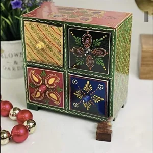 Crafting Love Beautiful Wood Cassettiera 4 Cassettiere Fine Dipinto mano, Materiale: Legno, Dimensioni: 17,8 cm X 19,1 cm...
