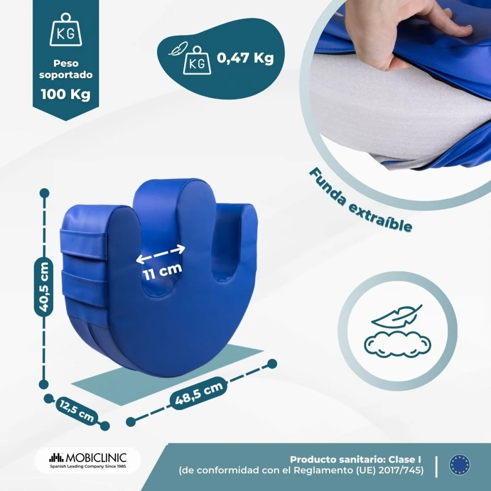 Cuscino per girare il letto | Antidecubito | Maniglie per cambi di posizione | forma di U | Impermeabile | Folk | Mobiclinic