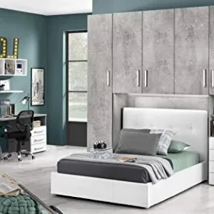 Cameretta Ponte n.5 ante; effetto cemento cenere; cenere di cemento; bianco luna Dafne Italian Design