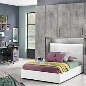 Cameretta Ponte n. 5 ante; effetto cemento grigio; cemento grigio; lavanda Dafne Italian Design