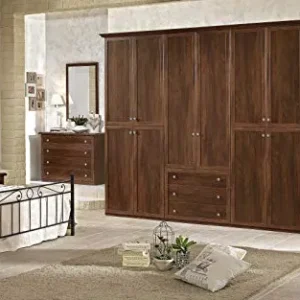 Dafne Italian Design Armadio 6 Ante battenti. Effetto Noce (cm. 284 x 55 x 251h)