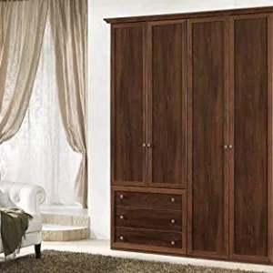 Dafne Italian Design Armadio 4 Ante battenti. Effetto Noce (cm. 193 x 55 x 251h)