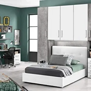 Dafne Italian Design Cameretta Ponte n. 5 ante; frassino effetto cemento; bianco luna